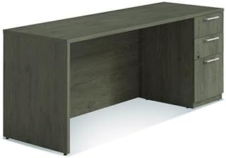 Alera AE1NZK-S2472UF TOM 72 in. x 24 in. x 29 in. Seville Series Credenza with Right Pedestal - Walnut