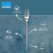 Amefa Silver / 3.35" H x 9.84" L x 4.5" W / Casual Dinner Forks