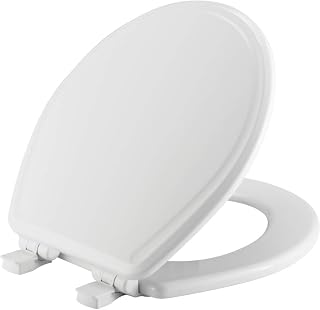 Bemis 600E3 000 Toilet Seat will Slow Close and Never Come Loose, ROUND, Durable Enameled Wood, White
