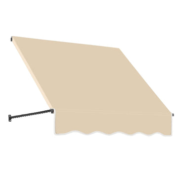 3' Santa Fe (40.5"-31"-24") Fixed Awning with Twisted Rope Arms by Awntech – 40.5"W x 31"H x 24"D, Acrylic Linen, Tan, Model SANT22-AMZ-3T