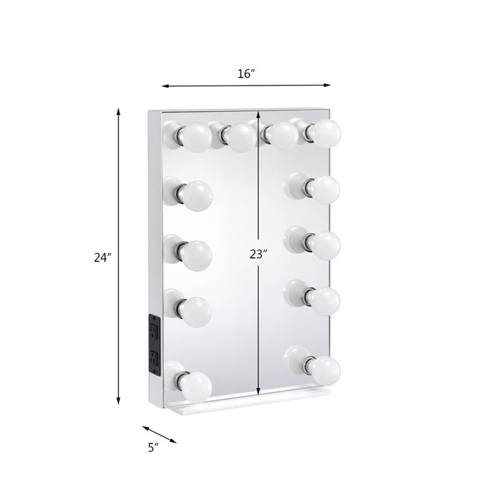 ASA Rectangle Accent Mirror in White by Acme – 24"L x 16"W, Metal, White, Model AC00760