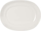 Tuxton Columbia Eggshell Rolled Edge Wide Rim 12-Inch x 9-Inch Platter, Case of 12, White; Scratch Resistant; Chip Resistant; Lead & Cadmium Free; Dishwasher, Microwave, Oven Safe