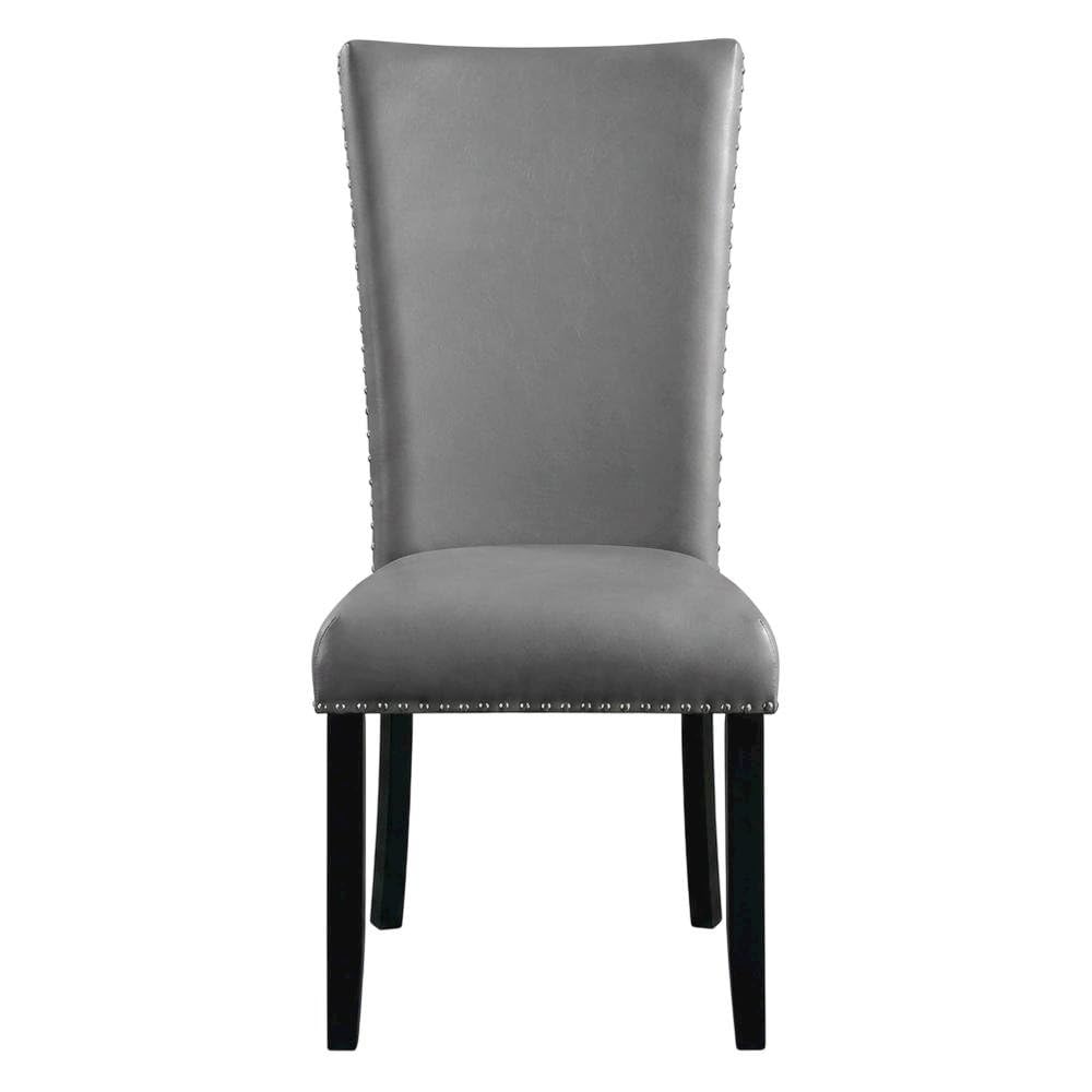Faux Leather-Upholstered Side Chair by Furnifact – Engineered Wood, Gray; Black, Pack of 2