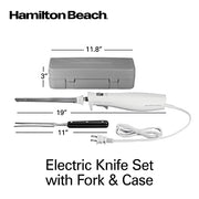 Hamilton Beach New Electric Knife Set with Fork & Case / Knife / 7.3" Electric Knives