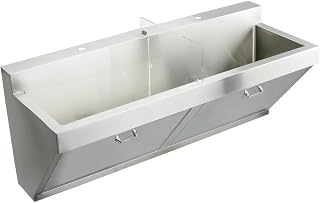 Elkay EWSF260262 60" Double Basin Wall Mounted Stainless Steel Utility Sink - 2 Faucet Holes