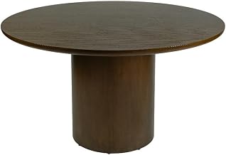 Coral 54" W Round Wood Pedestal Dining Table - Walnut