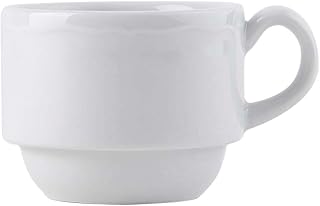 Tuxton Charleston Porcelain White Scalloped 3-Ounce Stackable Espresso Cup, Case of 36, Bright White; Scratch Resistant; Chip Resistant; Lead & Cadmium Free; Dishwasher, Microwave, Oven Safe