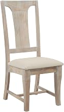 Pengrove Upholstered Dining Chair, Solid Mango Wood Kitchen Dining Chair with Linen Seat for Dining Room, White