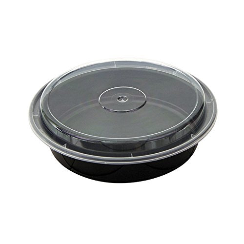Pactiv Evergreen Newspring VERSAtainer Microwavable Containers, 24 oz, 7 x 7 x 2.38, Black/Clear, Plastic, 150/Carton