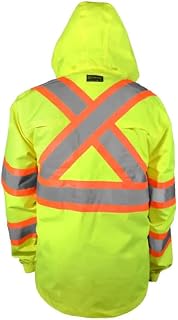 OccuNomix Ripstop Waterproof Class 3 High-Visibility Safety Rain Jacket with Reflective Tape, Black Bottom, Two-Tone X-Back
