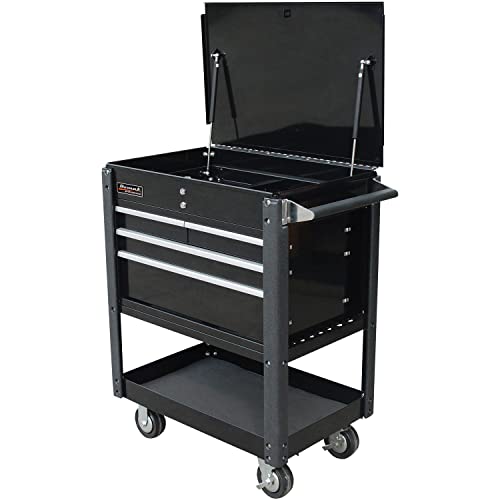 Professional Series 4-Drawer Flip-Top Utility Service Cart by Homak – 4-Drawer Service Cart, Alloy Steel, Black