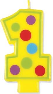 Unique Party Number 1 Dots Birthday Candle - 3.5", Yellow, 1 Pc