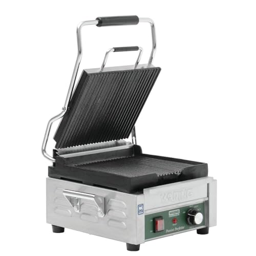 Waring Grill Plates | 120V | One Temp Dial / Compact Cooking Surface Machines / Stainless Commercial Sandwich Makers & Panini Presses