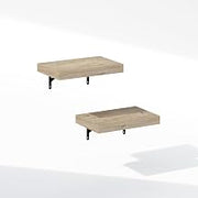 Furinno N24036NA 9.37 x 1.65 x 14.57 in. 15 in. Tanna Wall Mounted Bathroom Floating Display Shelves Natural - Set of 2