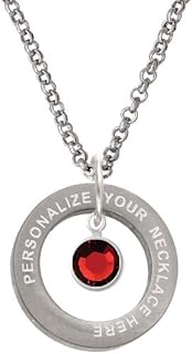 Crystal Red Channel Drop Custom Engraved Affirmation Ring Necklace
