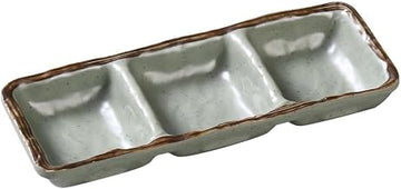 Yanco YO-9113 Yoto 8" X 2 3/4" X 3/4" TRIPLE SAUCE DISH 6 OZ EACH