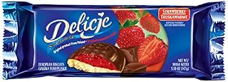 Delicje Strawberry Cookie (147g/5.18 Oz.) Kraft (Strawberry Jaffa Cake Style Biscuits from Poland) (6 pack)