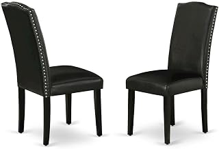 Furnifact Faux Leather-Upholstered Parsons Dining Chairs with Nailhead Trim, Set of 2 Upholstered Kitchen Chairs for Dining Room Table
