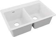 Elkay Quartz Classic 33" x 22" x 9-1/2" Equal Double Bowl Drop-in Sink White
