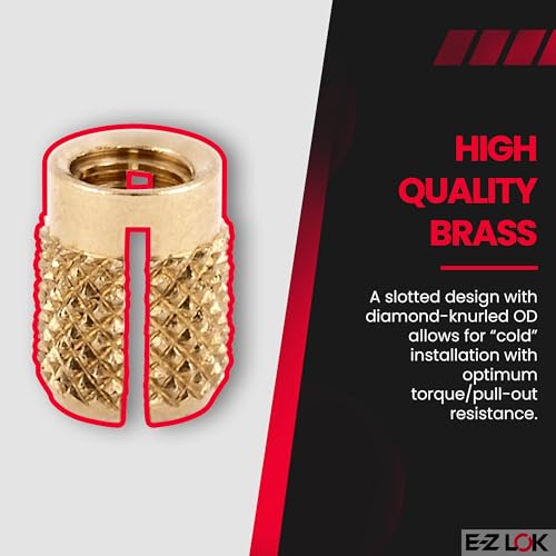 E-Z LOK 6-32 Pack of 50 / 6-32 / brass Press-In Inserts