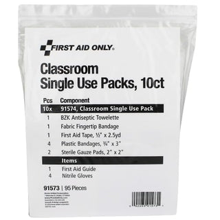 Classroom Single Use Packs by First Aid Only – White, Model 91573