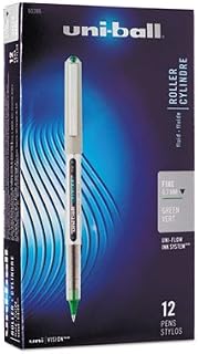 Uni-Ball Vision Roller Ball Stick Waterproof Pen, Evergreen Ink, Fine, Dozen