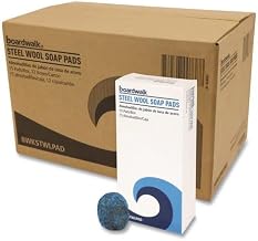 Boardwalk Steel Wool Soap Pads, 180 Count, 3"x2.5", Blue, Commercial Infused Scrubbers, Heavy-Duty Cleaning, Dissolves Stubborn Grease