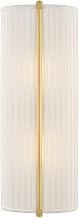 Hudson Valley Lighting Cornell 2-Light 18" Wall Sconce | Aged Brass ADA Fixture with Pleated Ivory Silk Shade | Elegant Transitional Lighting for Hallway, Living Room, or Bedroom | AH6317-AGB