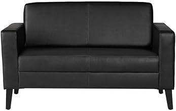 Lorell LLR86951 AM Vinyl Loveseat Chair Black