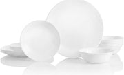 Corelle Vitrelle 18-Piece Service for 6 Dinnerware Set Triple Layer Glass and Chip Resistant, Lightweight Round Plates and Bowls Set, Winter Frost White