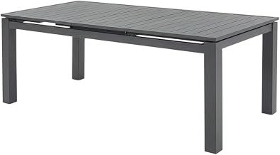 Gray Outdoor Patio Dining Table, Adjustable Width, Contemporary Style, Durable Finish, Seats Up to 15.9, Suitable for Outdoor Entertaining