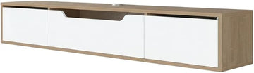 Furnifact White Floating TV Stand for Up to 80 Inch TVs, Wall Mounted Media Console, Engineered Wood, Space-Saving Design, Modern Living Room Decor