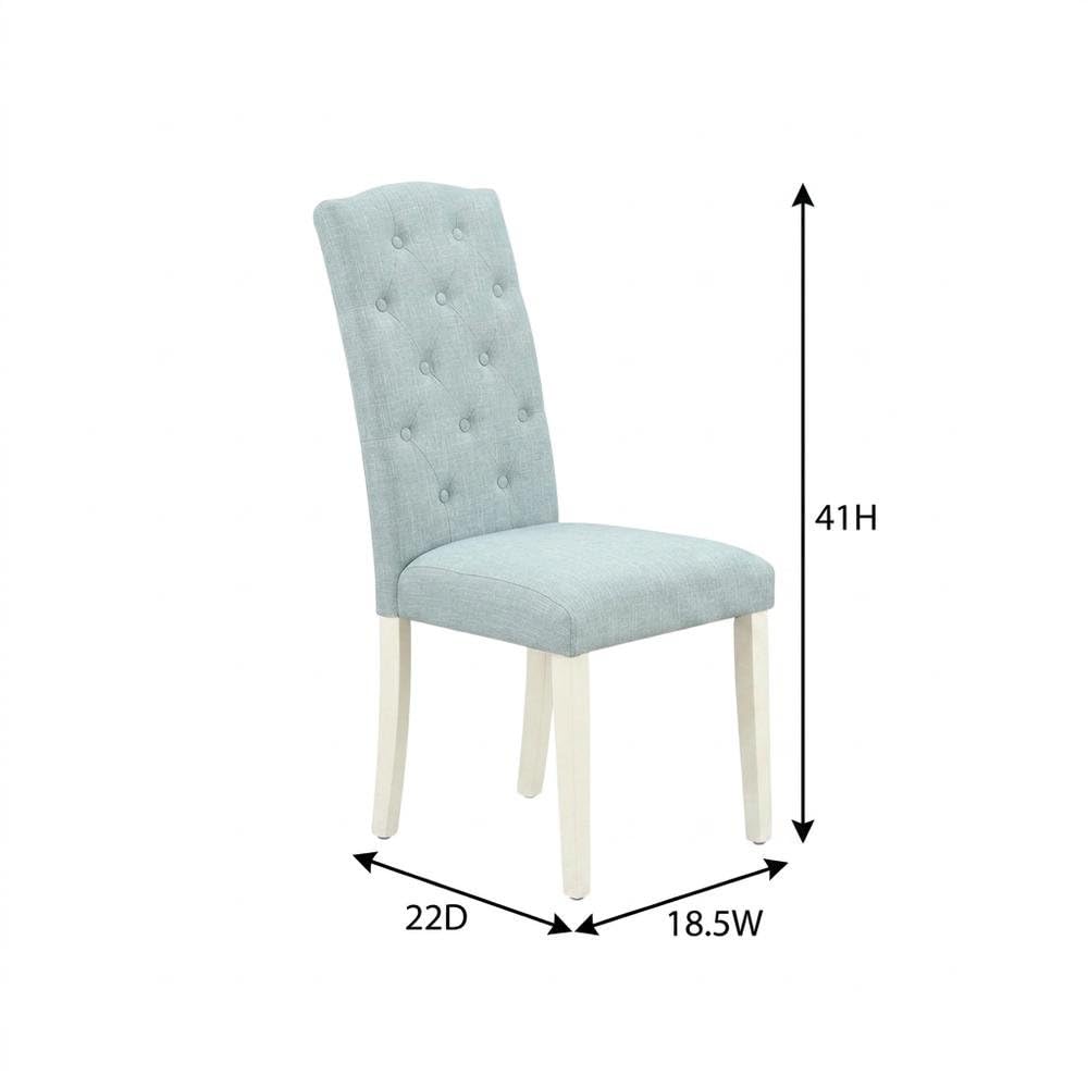 Linen-Upholstered Parsons Dining Chair High-Back by Furnifact – Wood, Linen White, Pack of 2