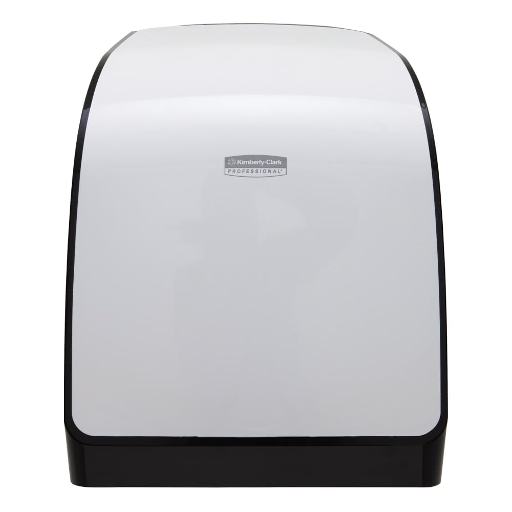 E White Paper Towel Dispenser - Motion Sensor Dispensing - 16.44 in Overall Length - 12.66 in Width - [PRICE is per CASE] by Kimberly-Clark – Medium, Plastic, White, Model 34349