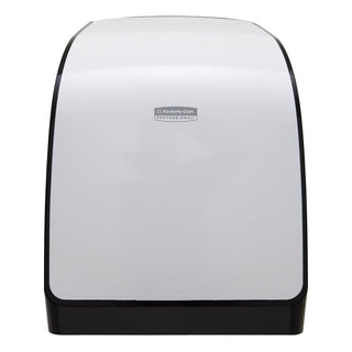 E White Paper Towel Dispenser - Motion Sensor Dispensing - 16.44 in Overall Length - 12.66 in Width - [PRICE is per CASE] by Kimberly-Clark – Medium, Plastic, White, Model 34349