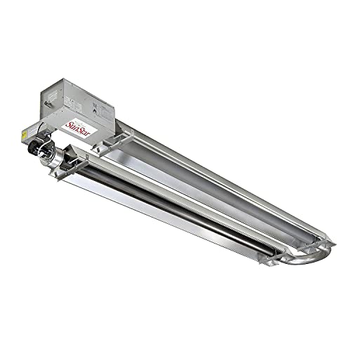 SunStar Propane Heater Infrared Vacuum Compact U-Tube by GUM – 122"L x 18"W x 8"H, Cast Iron Burner / Aluminum Reflectors, Model SIR25-15-L5
