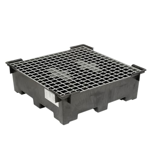Spill Containment Sump with Wire Deck by Global Industrial – 50.5"L x 50.5"W x 15.88"H, Polyethylene, Black, Model 298441