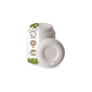 Pack of 50 Cardboard Lids with Drinking Opening I Coffee-to-Go Lid Diameter 80 mm White I For Coffee-to-Go Paper Cups I ble & Compostable I Coffee Cup Lid with Drinking