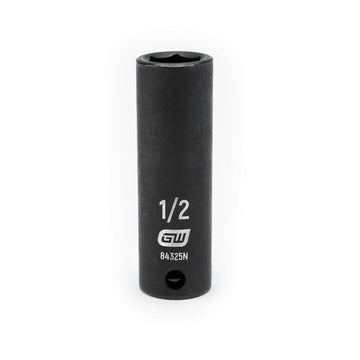 3/8" Drive 6 Point Deep Impact SAE Socket 1/2" by GEARWRENCH – 2.48 in, Chrome Molybdenum Steel, Black, Model 84325N