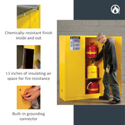 Justrite Manual-close / 12 Gallon / Yellow Cabinets