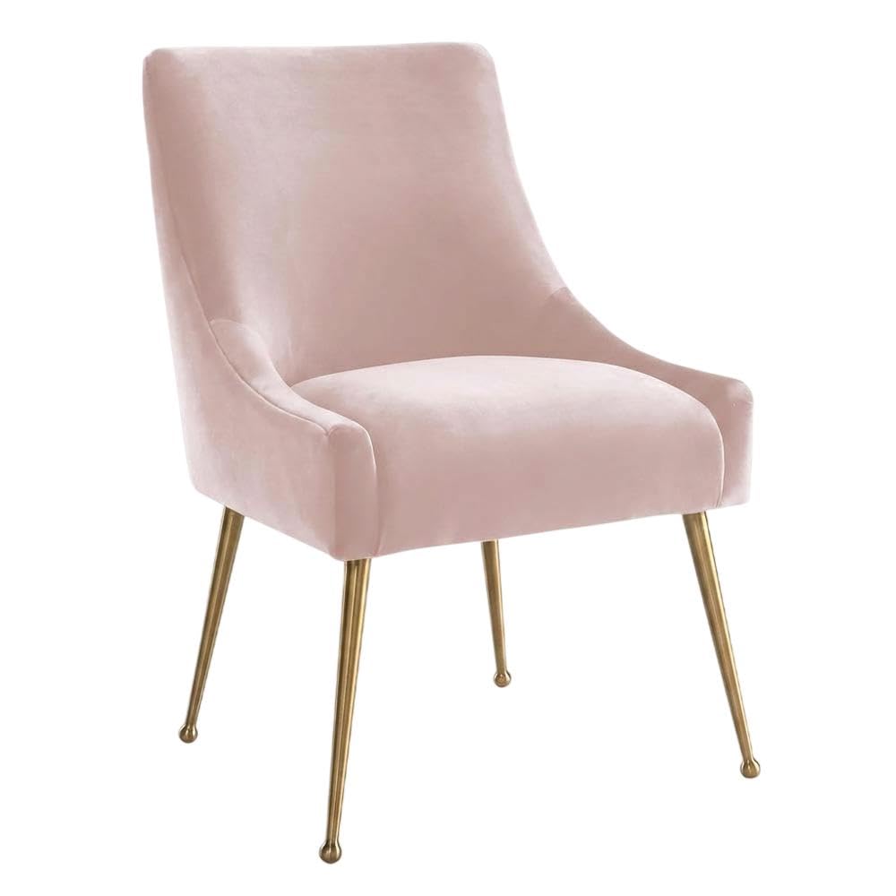 Velvet-Upholstered Side Chair with Gold Legs by Starlight Canyon Home – Velvet, Blush
