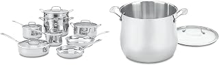 Cuisinart Contour Stainless 13-Piece Cookware Set with 12-Quart Stockpot Bundle