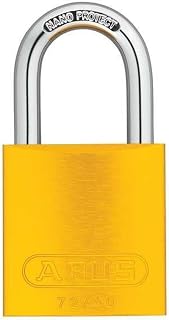 ABUS Yellow 72/40 Lockout Tagout Padlock w/ 1" Shackle, Single Padlock | Keyed Alike, 1 Padlock with 2 Keys