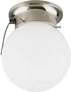 Canarm 6 in. Brushed Nickel Incandescent Flush Mount Ceiling Light Fixture with Pull Chain - 1 Each