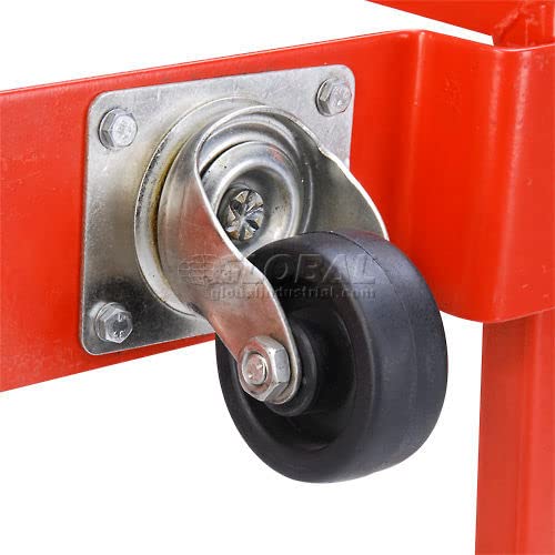 Easy-Steer Drum Cradle with Retractable Handle by Global Industrial – 31.75"L x 19.75"W x 20"H, Steel, Red, Model 233581