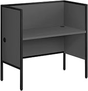 Laminate Office Cubicle with Metal Frame, Contemporary Cubicle Desk and Work Cubicles Workstation for Commercial Office, Grey,Black