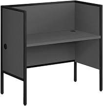 Laminate Office Cubicle with Metal Frame, Contemporary Cubicle Desk and Work Cubicles Workstation for Commercial Office, Grey,Black