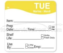 DayMark - 1122132 - DissolveMark 2 in x 2 in Tuesday Shelf Life Label