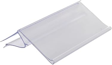 HUBERT Plastic Glass and Wood Closed Face Shelf Sign Holder - 3" L x 1 1/4" H