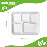 Responsible Products 5-C Food Trays (500 Count) / Classic White / Casual Plates